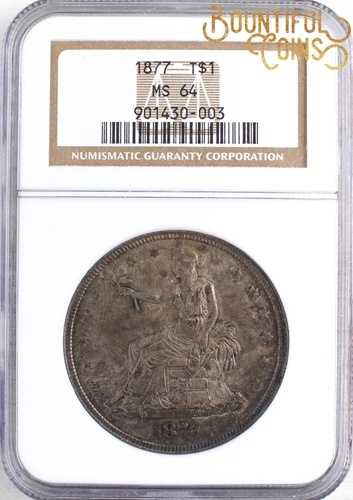 1877 NGC MS 64 トレード 1ドル T$1 ミントステート かなりダークトーン トーン (U94)