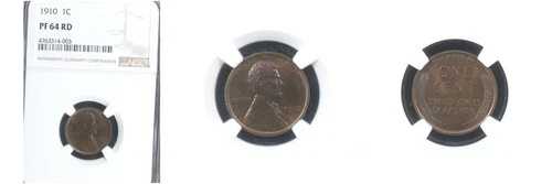 1910 1C PR64RD NGC-POP 18-発行枚数2405枚の低額-スモールリンカーンセント--