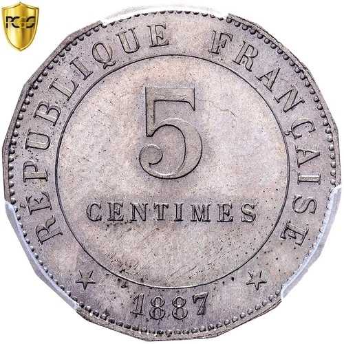 [#1508909] フランス、5 サンタイム、メルレー、1887 年、パリ、パターン、二重宗派