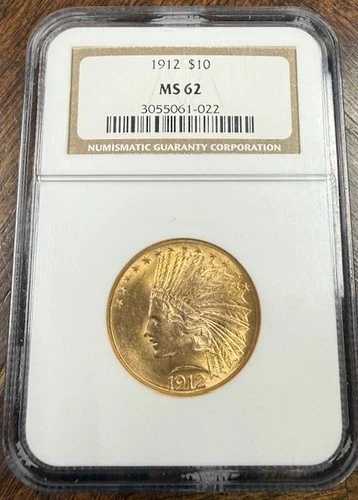 1912 NCG MS62 10ドル金貨インディアンヘッド