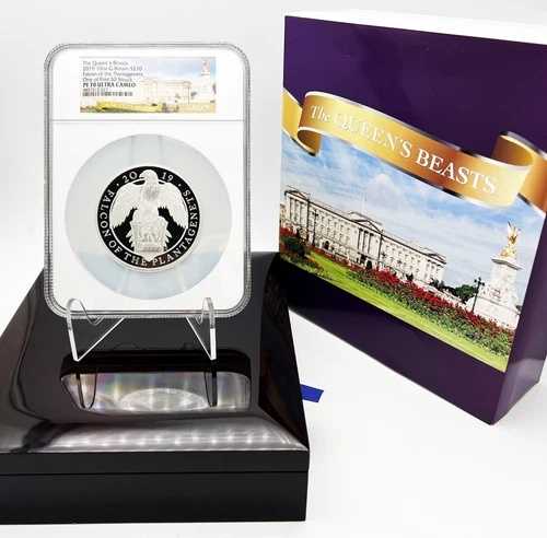 イギリス 2019年 10ポンド クイーンズビースト ファルコン 10オンス 銀貨 NGC PF70 556,160円