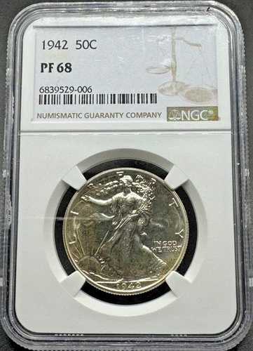 1942年 プルーフ ウォーキング リバティ シルバー ハーフ ドル NGC PF68 01XXEB26