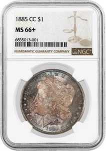 1885年 CC カーソンシティ $1 モーガンシルバードル NGC MS66+ 素晴らしい宝石 未流通-