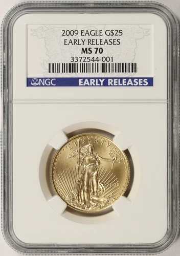 2009年 25ドル アメリカン・ゴールド・イーグル 1/2オンス NGC MS70 アーリーリリース
