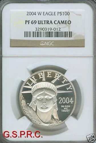 2004-W 100ドル 自由の女神像 プラチナ イーグル 1オンス NGC PR69 プルーフ PF69 希少 日付