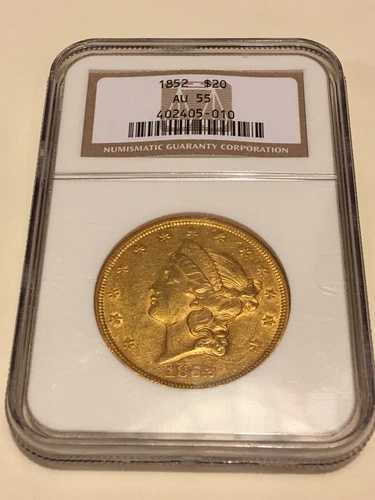 1852年 AU55 NGC リバティ ダブルイーグル 20ドル金貨（目視確認済み、非常に良好、PCGSなし）｜WORLD RESOURCE【QUEEN店】