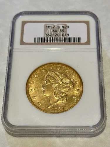 1857-S AU55 NGC リバティ ダブルイーグル 20 ドル金貨 非常に良好な状態 (PCGS なし)｜WORLD RESOURCE【QUEEN店】