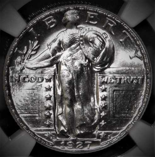*トップポップ* ブラストホワイト 1927-D NGC MS 67 スタンディングリバティ 25セント 低鋳造