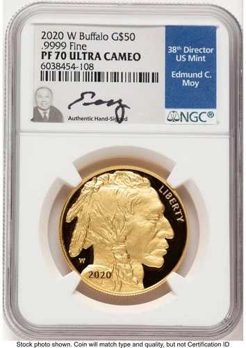 2020-W プルーフゴールド バッファロー 1オンス NGC PF70 エド・モイ (777226005)