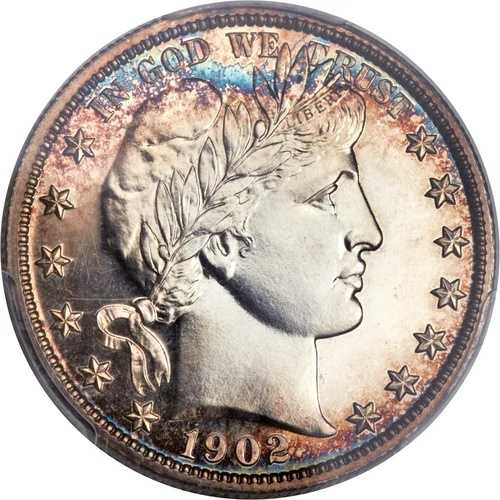 バーバー・ハーフダラー 1902年 PCGS プルーフ66+、CAC！素晴らしいプルーフ、見た目も魅力的！｜WORLD RESOURCE【QUEEN店】