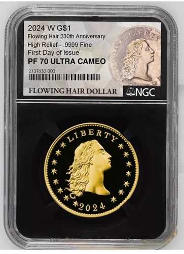 2024年 W フローイングヘア プルーフ金貨 NGC PF70 ハイレリーフ 初日 - 先行販売｜WORLD RESOURCE【QUEEN店】