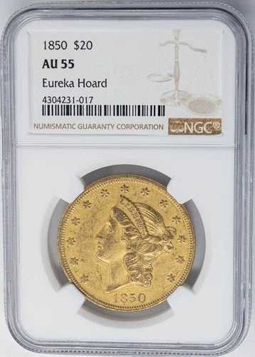 1850年 20ドル金貨 リバティ・ユーレカ AU55 NGC 951020-44
