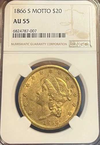 1866-S モットー NGC AU55 20ドル リバティゴールド ダブルイーグル｜WORLD RESOURCE【QUEEN店】 1,033,340円