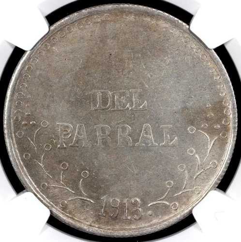1913 1p メキシコ チワワ イダルゴ デル パラル ペソ「1 アバブ ペソ」 NGC MS 62