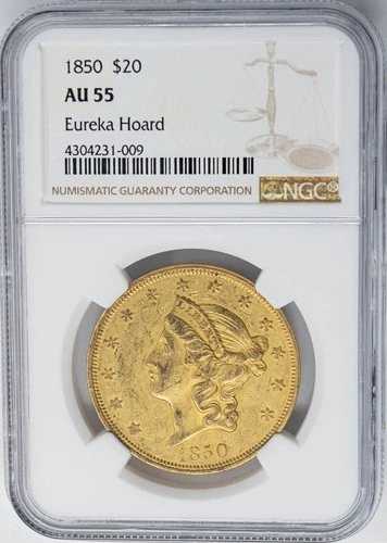 1850年 20ドル金貨 リバティ・ユーレカ AU55 NGC 951020-54｜WORLD RESOURCE【QUEEN店】 1,033,340円