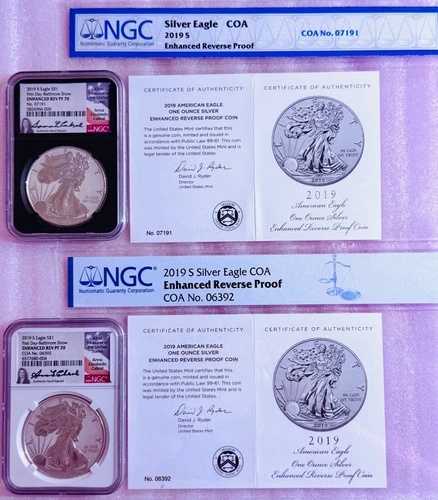 2019S ダブルアメリカン シルバーイーグル エンハンスト REV-NGC PF-70/FDI/CABRAL-BALTIMORE｜WORLD RESOURCE【QUEEN店】