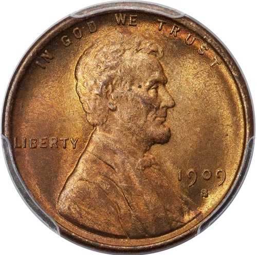 リンカーン・セント 1909-S VDB認定 PCGS MS-65 レッド！まさに息を呑むほど美しいレッドジェム！