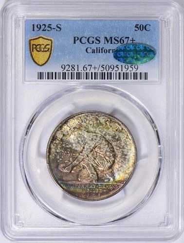 1925-S カリフォルニア ハーフ ドル MS-67+ PCGS/CAC 認定 - 素晴らしい色!