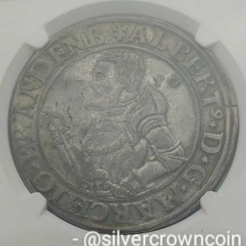 SCC ブランデンブルク・フランケン・ターラー 1550年。DAV-8969。銀クラウンドル・ターラー硬貨。