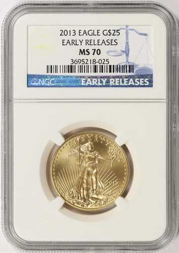 2013年 25ドル アメリカン・ゴールド・イーグル 1/2オンス NGC MS70 アーリーリリース
