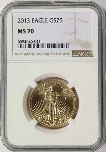2013年 アメリカンゴールドイーグル 25ドル NGC MS70 1/2オンス 556,160円