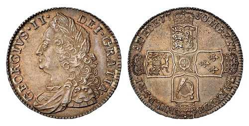 イギリス。ジョージ2世 1750年 AR ハーフクラウン。NGC MS63 KM 584.2; SCBC-3696