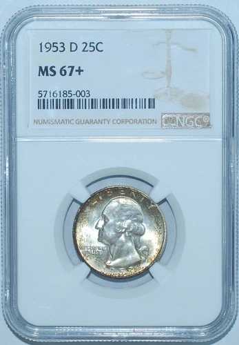 1953年 D NGC MS67+ ビジネスストライク ワシントン クォーター｜WORLD RESOURCE【QUEEN店】