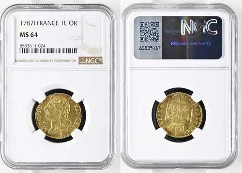 フランス - ルイ16世 - ルイ・ドール 1787年 リモージュ - NGC MS 64- 524,920円