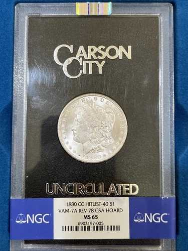 1880-CC VAM-7A Rev 78 Hitlist-40 モルガン $1 MS 65 NGC GSA ホードボックス COA Pop 20/11