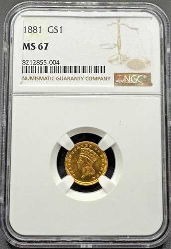 1881年 タイプ3 インディアンプリンセス ゴールドドル NGC MS67 11XXEC25