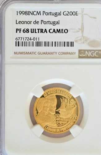 ポルトガルのレオノール 200ユーロ ガレオン船金貨 歴史シリーズ 1998 NGC 68