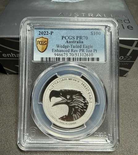 2022-P $100 PCGS PR70 オーストラリア ウェッジテールイーグル エンハンスド Rev PR 1オンス プラチナ