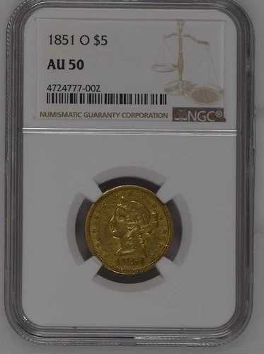 1851-O 5ドル リバティヘッド金貨 NGC AU 50 希少コレクターズアイテム｜WORLD RESOURCE【QUEEN店】