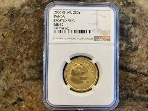 2000年 1/2オンス 50元 中国金貨 パンダ型 フロストリング MS 69|WORLD RESOURCE【QUEEN店】