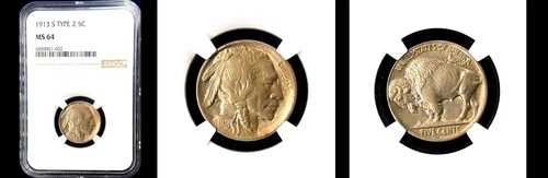 1913-S 5C タイプ 2 NGC MS64- バッファローニッケル---