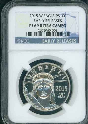 2015-W 100ドル プラチナ 自由の女神像 1オンス NGC PF69 プルーフ PR69 初期リリース ER｜WORLD RESOURCE【QUEEN店】