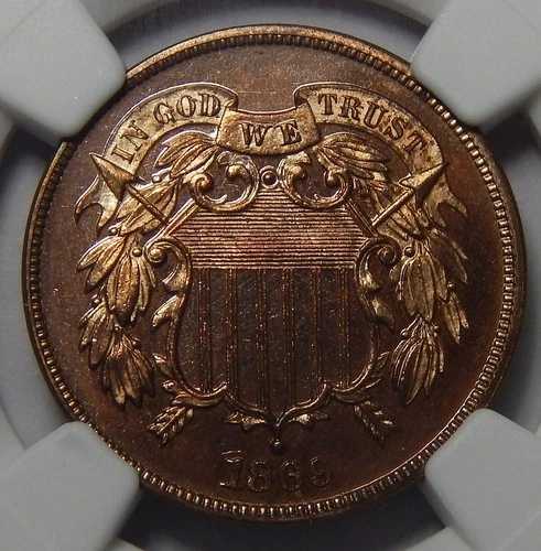 1869 NGC PF66RD 2セント硬貨
