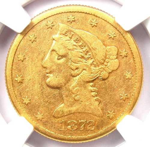 1872年-CC リバティゴールドハーフイーグル5ドルカーソンシティコイン - NGC認定の精巧なディテール