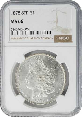 1878年 8TF モルガン銀貨 $ MS66 NGC 949771-1