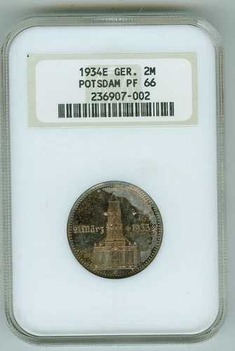最も優れた 1934 年 E ドイツ 2 マルク NGC プルーフ 66 (旧所有者!)｜WORLD RESOURCE【QUEEN店】