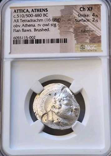 初期発行のアッティカ・アテネ・フルクレスト・テトラドラクマ 510BC NGC CH XF 古代コイン|WORLD RESOURCE【QUEEN店】