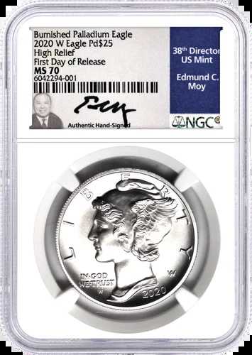 2020年 W $25 バーニッシュドパラジウムイーグル NGC MS70 発売初日 Moy Signature｜WORLD RESOURCE【QUEEN店】