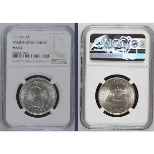 1951 D ~ ワシントン・カーバー シルバー 50C ~ NGC MS67