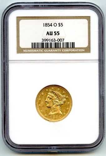 米国金貨 5ドル リバティ 1854O AU55 NGC399163-007 タイプ1、10805|WORLD RESOURCE【QUEEN店】