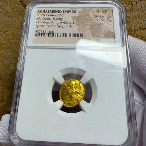 アケメネス朝 紀元前5世紀 弓を持つ英雄王 AV DARIC NGC CH XF 古代 COI