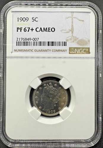 1909年 プルーフ リバティ "V" ニッケル NGC PF67+ カメオ|WORLD RESOURCE【QUEEN店】