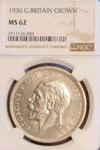 英国製 1936年 クラウン レアキーデイト 2,474枚 NGC MS62PQ ラスター/シャープ 需要あり｜WORLD RESOURCE【QUEEN店】