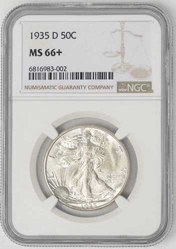 1935-D ウォーキング・リバティ・ハーフ 50セント MS66+ NGC Pop 8、さらに良いのは1枚だけ! 947240-65|WORLD RESOURCE【QUEEN店】