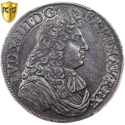 [#906472] フランス、ルイ 14 世、1/2 ?cu ? la cravate、1679 年、リヨン、シルバー、PCGS、AU5