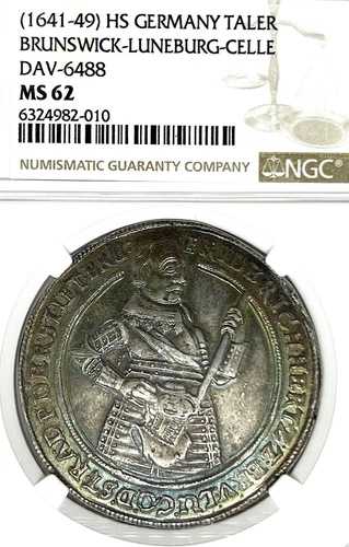 ドイツ諸州 ブラウンシュヴァイク＝リューネブルク ND ターラー貨幣 ターラー NGC MS62 F.STG/STG UNC TOP｜WORLD RESOURCE【QUEEN店】
